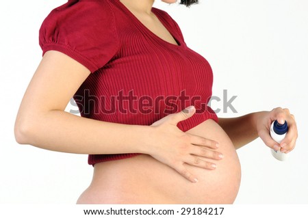 Στην κυκλοφορία αντισυλληπτικό σπρέι; Stock-photo-pregnant-woman-applying-spray-to-her-stretchmarks-29184217