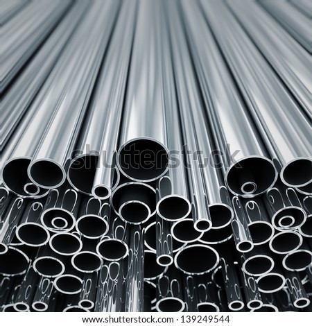 Metal pipes of various diameters.