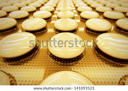 Closeup shot of orange, unnamed tablets in a blister packaging. Perfect for any medicine or pharmaceutical related purposes.
