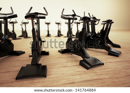 Stationary bicycle, exercycle is a device used as exercise gym equipment. They help increasing general fitness, are used in sports training or phisical therapy.