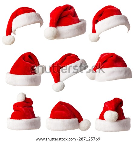 Santa Claus hats isolated on white background Santa Claus hats isolated on white background