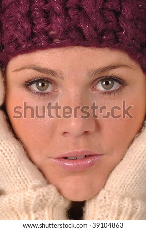 girl in winter hat and gloves