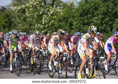 SISTIANA, ITALY – MAY 10 : Cyclists from main group at the second stage (Jesolo – Trieste) in the Tour of Italy May 2009 in Sistiana, Italy.