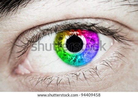 Close up of rainbow eye
