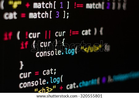 Programming code computer script abstract screen of software developer.