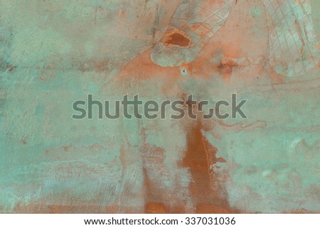 Patina copper metal background texture. Vintage effect.