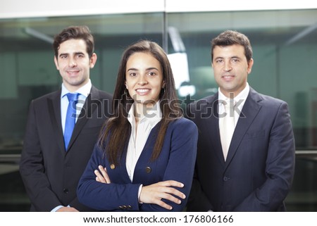 Businesswoman leader on the foreground of his team