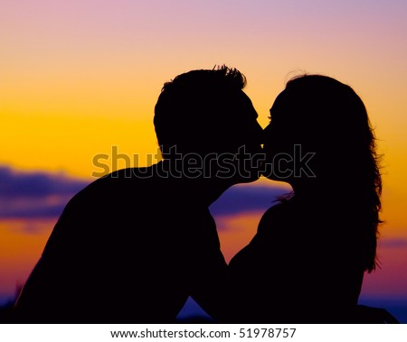 kissing couple silhouette. Silhouette Of Couple Kissing