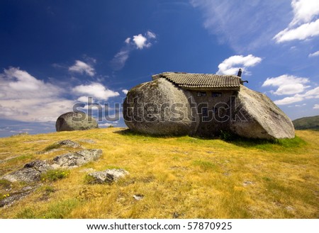 Desert stone house in the top of a mountain, north of Portugal
