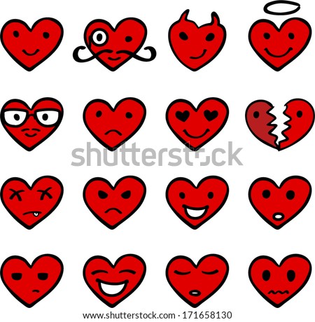 vector hearts cartoon emotions - Separate layers for easy editing