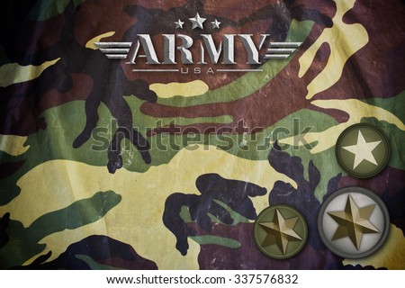 army logo with military camouflage, close up view, over and very high quality