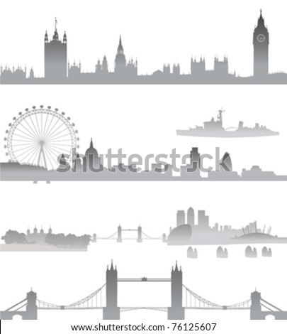 london eye skyline. Detailed London skyline