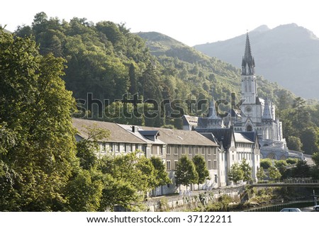 stock photo Basilica of the Rosary Lourdes France