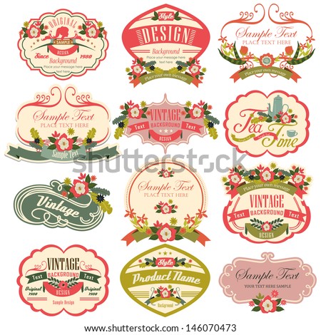 Vintage Labels With Flower