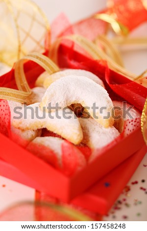 Vanilla cookies in red box- Christmas cookies