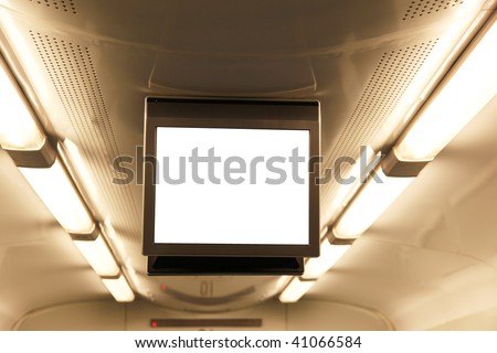 The TV screen in a train close up