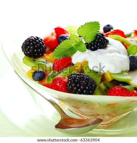 Fresh fruits salad with mint- Healthy Eating