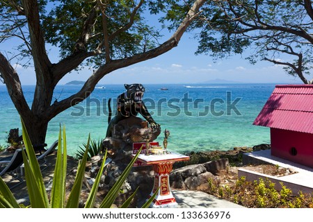 tiger or panther shrine on phi phi island, thailand