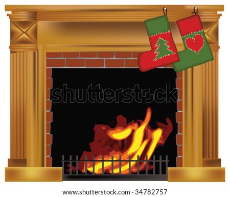 stock vector : Christmas fireplace