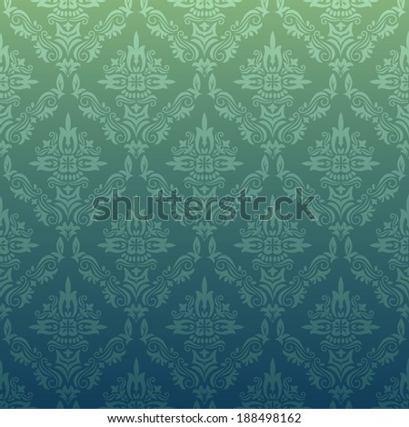 Dark repeating pattern in vintage style. Seamless baroque ornament with floral elements. Qualitative retro pattern for background, wallpaper, textile, etc