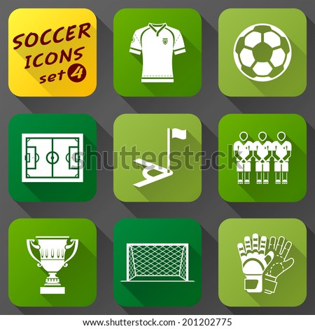 Flat icons set of soccer elements Collection of symbols for association football Qualitative vector EPS-10 icons about soccer sport game championship gameplay etc Flat icons set of soccer elements Collection of symbols for association football Qualitative vector EPS-10 icons about soccer sport game championship gameplay etc