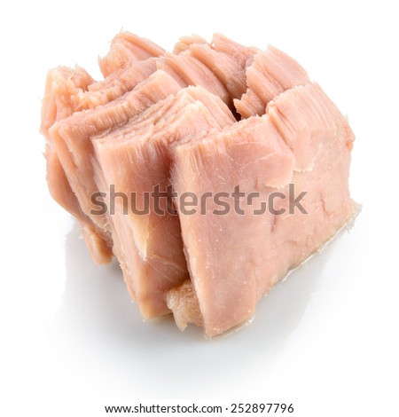 Tuna. Canned fish isolated on white