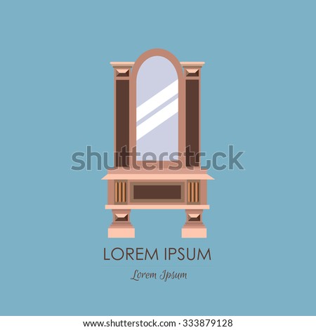 Vector illustration of classical mirror isolated. Vector template for business card and banner.
