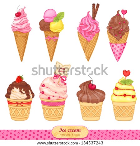 Ice Cream Collection, Vector Illustration. - 134537243 : Shutterstock