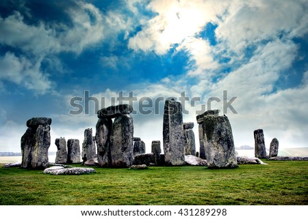 Stonehenge England.The mysterious and ancient Unesco World Heritage Site at Salisbury Plain, UK, England. Massive standing megalith stones.
