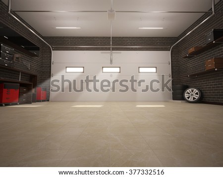 3D illustration of garage interior