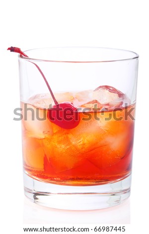  Fashion Drink on Stock Photo   Manhattan Cocktail In Old Fashioned Glass Isolated On