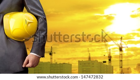 engineer yellow helmet for workers security (over white)