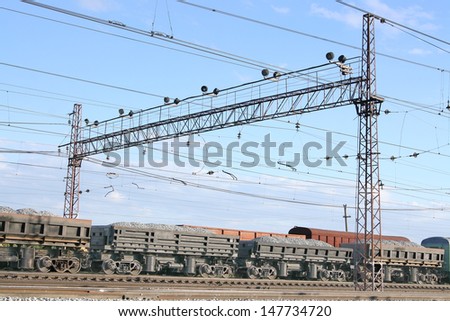 Freight train Set of transport by rail Copy space for inscription