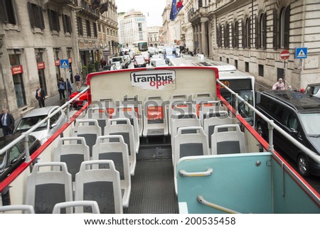 Italy, ROME - JUNE 16: People ride open air tour bus on JUNE 16, 2012 in Rome. According to Euromonitor, Rome is the 3rd most visited city in Europe