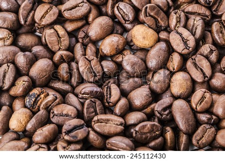 Coffee grilled brown beans, for backgrounds or textures Row material food drink backdrop