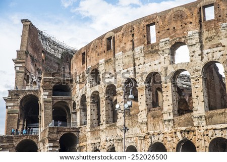 Colosseum (Coliseum) in Rome, Italy. The Colosseum is an important monument of antiquity and is one of the main tourist attractions of Rome world European architectural attractions