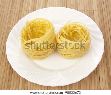 not boiled plain boiled spaghetti on dish
