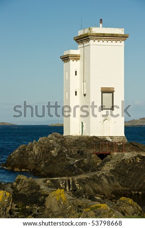 square lighthouse with copy space and bridge,