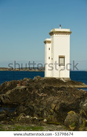 square lighthouse with copy space and bridge,