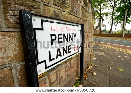 Penny Lane street sign at the bottom of Penny Lane Liverpool.