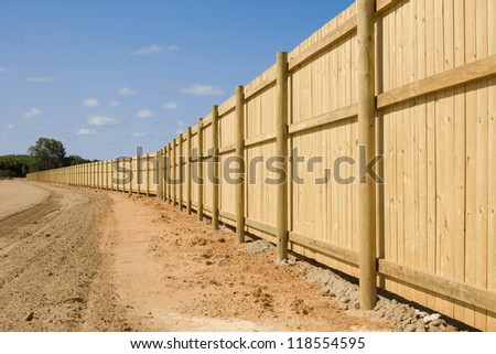 a long new fence on new property development