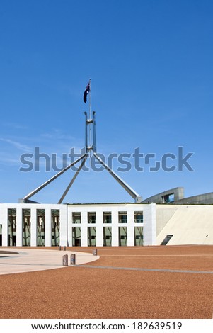 View of Parliament House Canberra on a sunny day