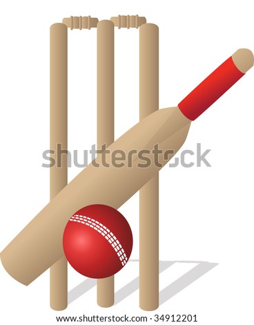 cricket bat and ball and stumps. cricket set with at ball