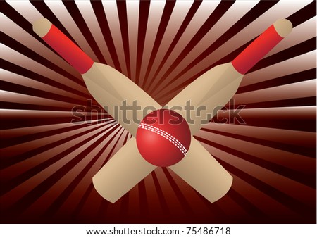 cricket bats and ball with brown rays