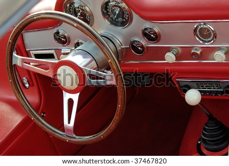 stock photo Classic expensive sport car dashboard
