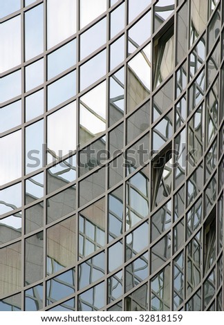 The reflection of the office\'s windows development is showed.