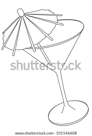 Vector Illustration Of Cocktail Glass - Contour Outline - 101546608