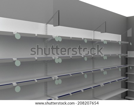Illustration of empty store - 3d mini market