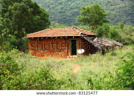 Traditional Indian house in nature background.