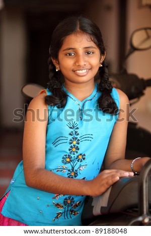 stock photo Indian teen girl posing to the camera